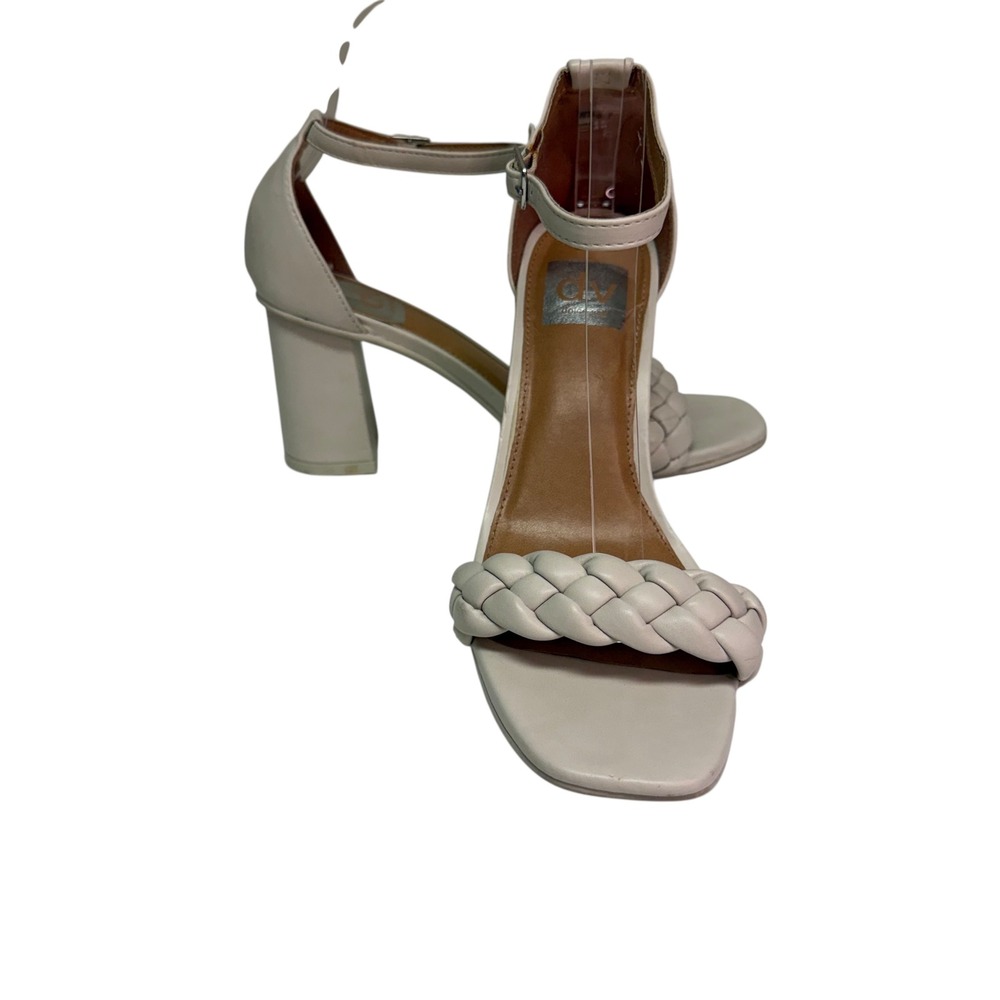 DV Dolce Vita Hilo Cream Braided Block Heel Sandals Square Toe Women 7 Off White